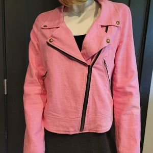Sanctuary Pink Linen Moto Jacket M